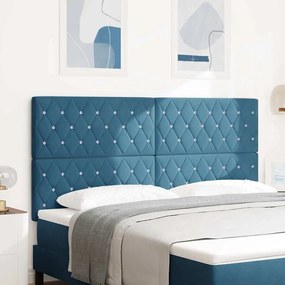 vidaXL Cabeceira Estofada Azul Escuro com Botão de Cristal, 180 cm, de Veludo