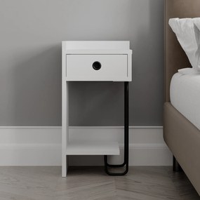 Mesa de Cabeceira Sirius Left – Branco – 32x61x30 cm