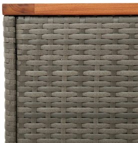 Mesas de apoio p/ jardim 2 pcs vime PE/madeira maciça cinzento