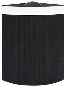 Cesto de canto para roupa suja 60 L bambu preto