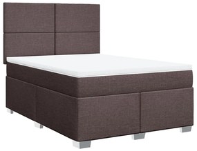 Cama com molas/colchão 160x200 cm tecido castanho-escuro