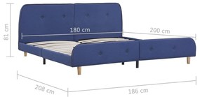 Estrutura de cama 180x200 cm tecido azul