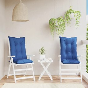 314263 vidaXL Almofadões para cadeiras altas de jardim 2 pcs tecido azul real