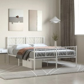 vidaXL Estrutura de cama com cabeceira e pés 140x190 cm metal branco