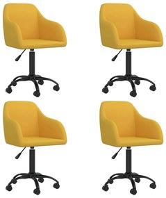 vidaXL Cadeiras de jantar giratórias 4 pcs veludo amarelo