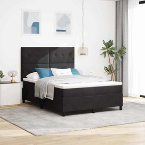 Cama Box Spring vidaXL com Colchão e LED Preto 140x200 cm Veludo