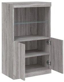 Aparador com luzes LED 60,5x37x100 cm cinzento sonoma