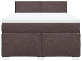Cama com molas/colchão 160x200 cm tecido castanho-escuro