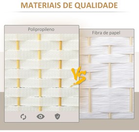 Biombo de 4 Painéis Separador de Ambientes Dobrável 160x170 cm para Sala de Estar Dormitório Escritório Branco