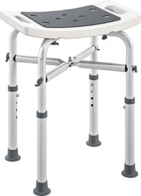 HOMCOM Banqueta de duche cadeira de duche - assento acolchoado e ajustável, pés com ventosas antiderrapantes, em alumínio cinza | Aosom Portugal