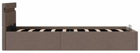 Cama hidráuli. arrumação LED 100x200cm tecido cinza-acastanhado