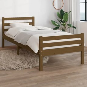 814807 vidaXL Estrutura de cama 90x200 cm madeira maciça castanho mel