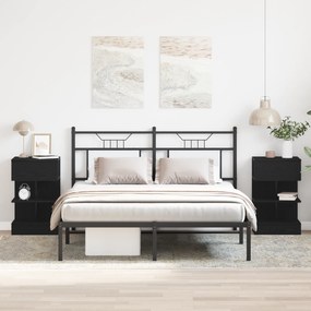 Cômoda de Canto vidaXL 2 pcs Preto Carvalho 40x35x65 cm Madeira Engenheirada
