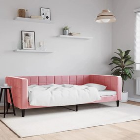 Sofá-cama 100x200 cm veludo rosa