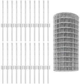 Cerca Euro com 11 Posts U Prata 0,4 x 50 m Aço