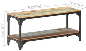Mesa de centro 90x30x40 cm madeira recuperada maciça