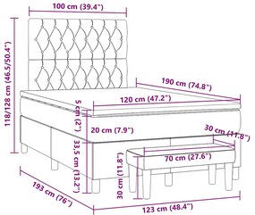 Cama boxspring com colchão 120x190 cm tecido cinzento-escuro