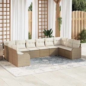 Conjunto de Sofá de Jardim vidaXL de 10 Peças com Almofadas Rattan de Polipropileno Bege