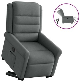 vidaXL Poltrona reclinável elevatória elétrica tecido cinzento-escuro