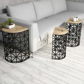 Mesas de Aninhamento Stil Metal Ferforje – Carvalho e Preto – 46x62x33