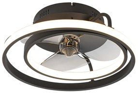 Ventilador de teto preto 46,5cm incl. LED com controle remoto - Kees