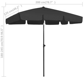 Guarda-sol de praia 200x125 cm preto