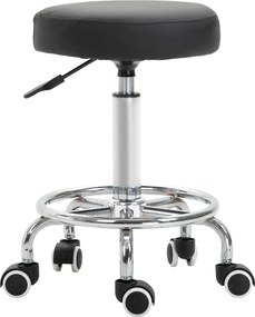 Vinsetto Banqueta com rodízios, banqueta de massagem com altura regulável 50-64 cm e assento acolchoado, giratória 360°, preto | Aosom Portugal