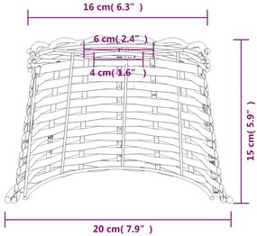 Abajur de teto Ø20x15 cm vime castanho