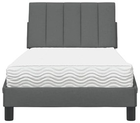 Cama com colchão 80x200 cm tecido cinzento-escuro