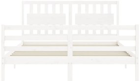 Estrutura de cama King Size com cabeceira madeira maciça branco