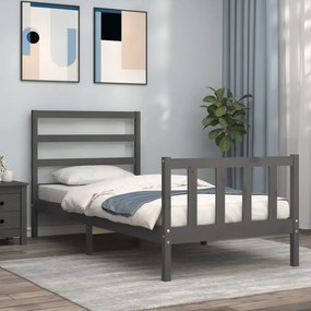 vidaXL Estrutura de cama com cabeceira 100x200cm madeira maciça preto