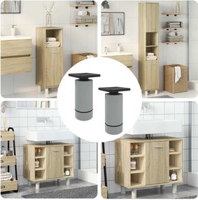 vidaXL Pés de Móveis Ajustável 2 pcs Branco 64 x 64 x 100 mm PP