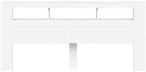 Cabeceira cama c/ LEDs 220x18,5x103,5 cm deriv. madeira branco