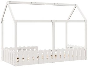 Cama infantil formato de casa 90x200 cm pinho maciço branco