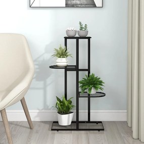 336108 vidaXL Suporte de vasos c/ 4 prateleiras 43x22x76 cm metal preto