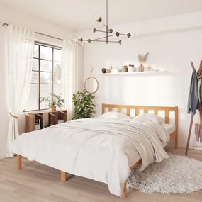 vidaXL Estrutura de cama 140x190 cm pinho maciço castanho mel