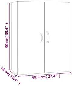 Armário suspenso 69,5x34x90cm derivados de madeira sonoma cinza