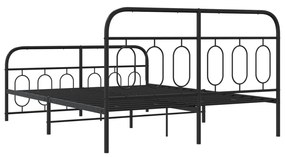 Estrutura de cama com cabeceira e pés 150x200 cm metal preto