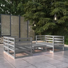vidaXL 5 pcs conjunto lounge de jardim pinho maciço cinzento