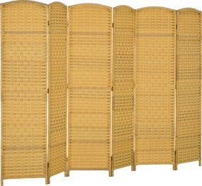 HOMCOM Biombo Dobrável de 6 Painéis Divisor de Ambientes 270x180 cm Ecrã de Privacidade de Polipropileno Madeira | Aosom Portugal
