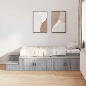 vidaXL Cama de Armazenamento Cinzenta Sonoma 90x200 cm