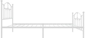 Estrutura de cama com cabeceira e pés 90x190 cm metal branco