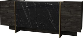 Aparador Veyron – Preto e Dourado, 180x46.6x75.5 cm – Design Moderno G
