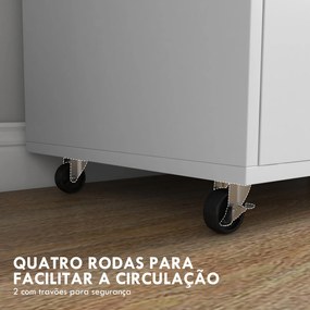 Armário para Escritório Armário para Arquivos com Rodas e Barra Suspensa para Tamanho A4 76x40x75,5 cm Branco e Madeira