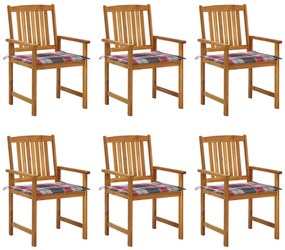 Cadeiras de jardim com almofadões 6 pcs acácia maciça