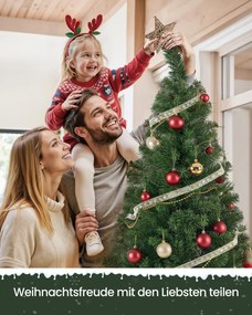 Árvore de Natal artificial com suporte metálico 180 cm de altura com as bolas vermelhas incluídas Verde