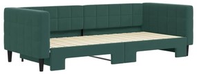 Sofá-cama com gavetão 90x200 cm veludo verde-escuro