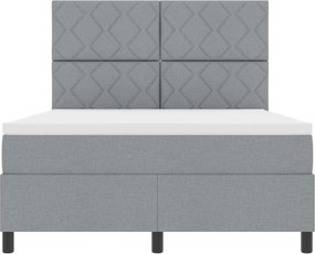 vidaXL Cama Box com colchão com led Cinzento-claro 160 x 200 cm tecido