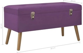 Banco com compartimento de arrumação 80 cm veludo roxo