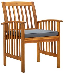 Cadeiras de jantar p/ jardim 3 pcs c/ almofadões acácia maciça